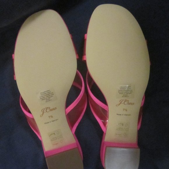 size 9 J.Crew florescent pink FLORENCE sandal slides mules low heel - Picture 3 of 7